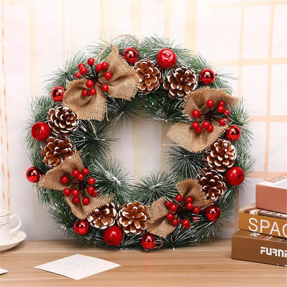 

Christmas Wreath Handmade Rattan Pendant Garland Shopping Mall Christmas Tree Door Decoration Chirstmas Wreath Guirnalda Navidad