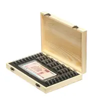 Wood Coin Case Coin Protection Capsules Holder Storage Box Container For Storing 40 Coins+100 Banknotes #W0 1