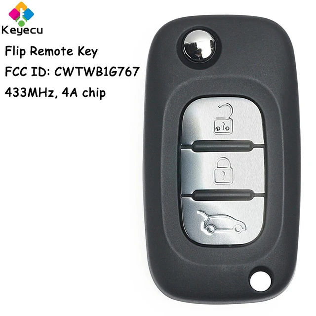 KEYECU Flip Remote Car Key With 3 Buttons 433MHz 4A Chip for Smart Fortwo  453 Forfour 2015 2016 2017 Fob FCC ID: CWTWB1G767 - AliExpress