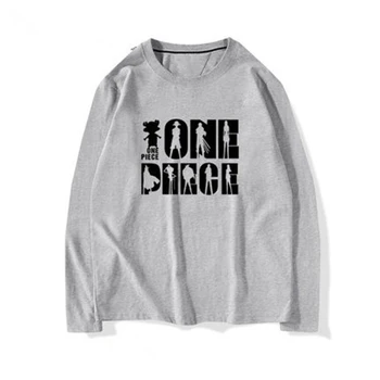 

Luffy One Piece Anime T shirts Spring Autumn Men Black White Grey Cotton Long Sleeve Tops Men Oversized T Shirt Ropa Hombre