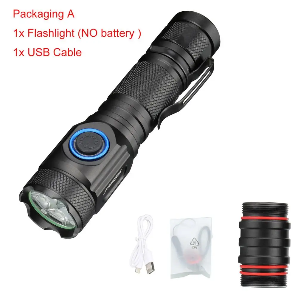 Packaging A 80000LM Мощный мини тактический светодиодный фонарик usb cree XML-R2 светодиодный фонарь Водонепроницаемый 16340 или 18650 аккумулятор USB Перезаряжаемый - Испускаемый цвет: Packaging A