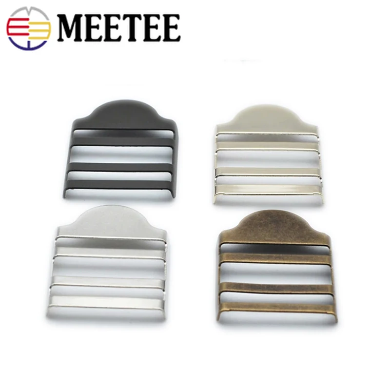 Meetee 4/10pcs 25mm Metal Ladder Buckles Bags Strap Adjustment Tri-Glide Buckle DIY Webbing Belt Clasp Hook Hardware Accessories