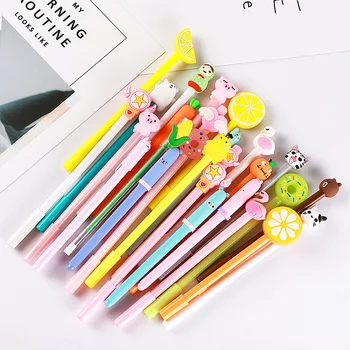 

1 Pcs Multi design cartoon Animal Fruit gel pen Cute pen gel pen kawaii school supplies for kids students gifts wholesale