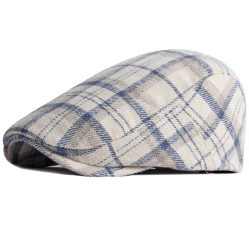 HT3708 New Autumn Winter Cap Hat Men Women Wool Beret Cap Male Female Plaid Artist Painter Beret Hat Flat Berets