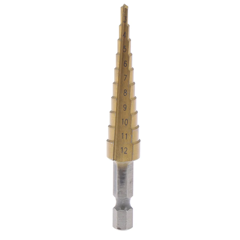 

3-12mm Coated Stepped Drill Bits Hex Handle Drill Bit Metal Drilling Power Tool