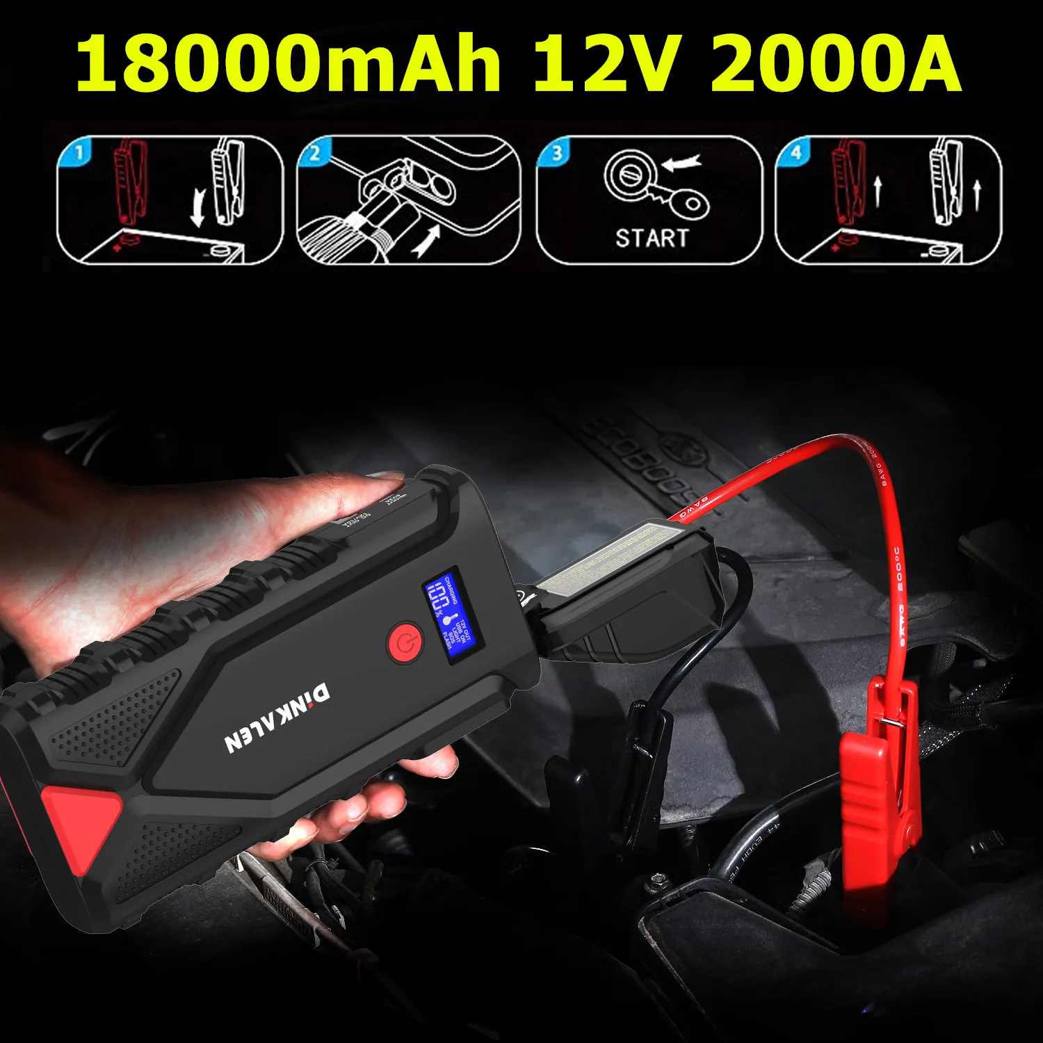 

Car Jump Starter Power Bank 12V Emergency Starting Device Portable Car Power Starter Car Booster Auto Buster Jump Starter Cable