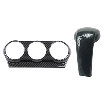 

for Mazda Demio DL Sedan DJ Hatchback 2015 2016 2017 Carbon Fiber Air Conditioning Switch Cover & Gear Shift Knob Cover