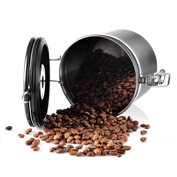 

Coffee storage container sealed stainless steel container for coffee cans coffee bean container with CO2 valve to keep beans fre