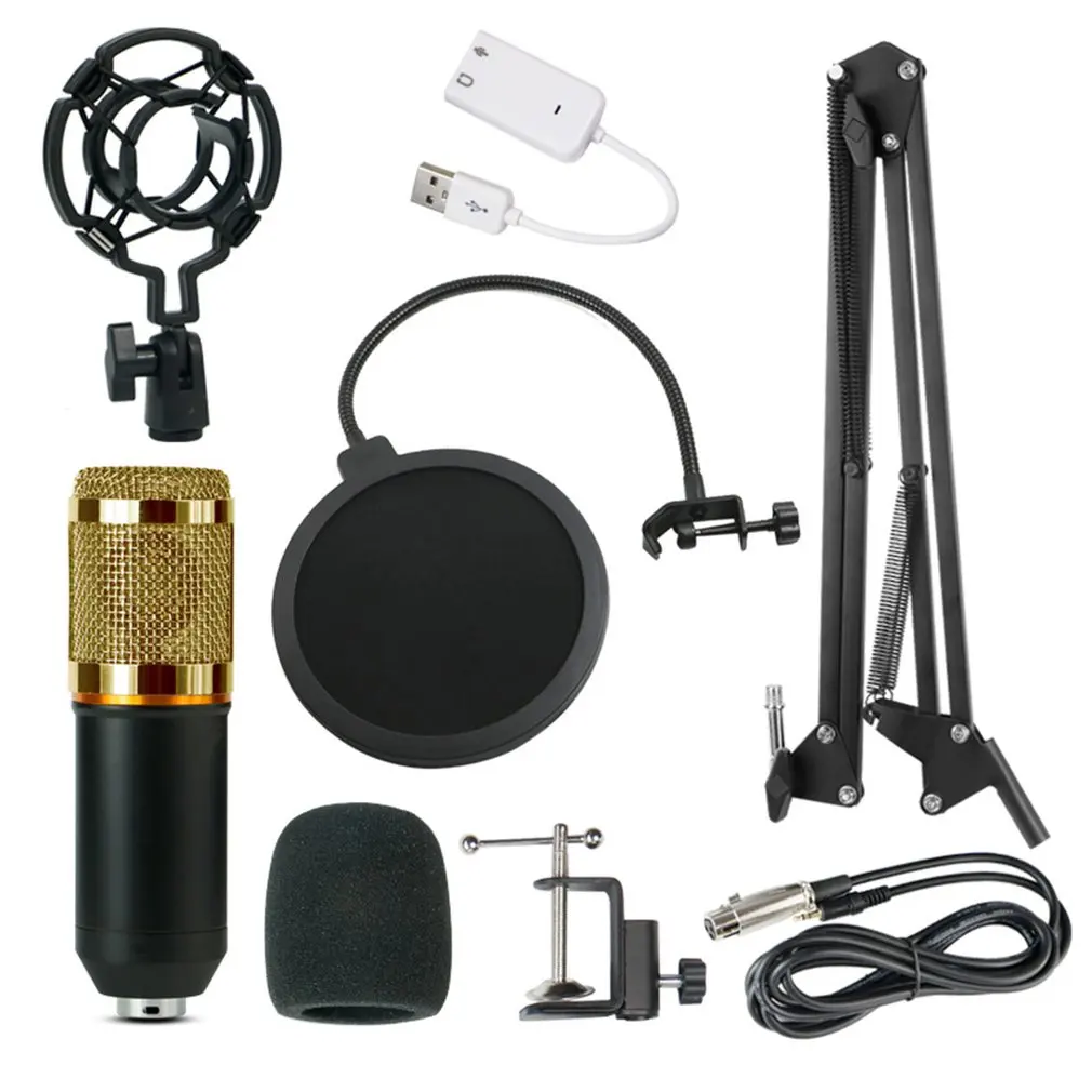 BM-800 콘덴서 마이크 키트, 네트워크 녹음 마이크, USB 사운드 카드, NB35 블로우 아웃 방지 마이크