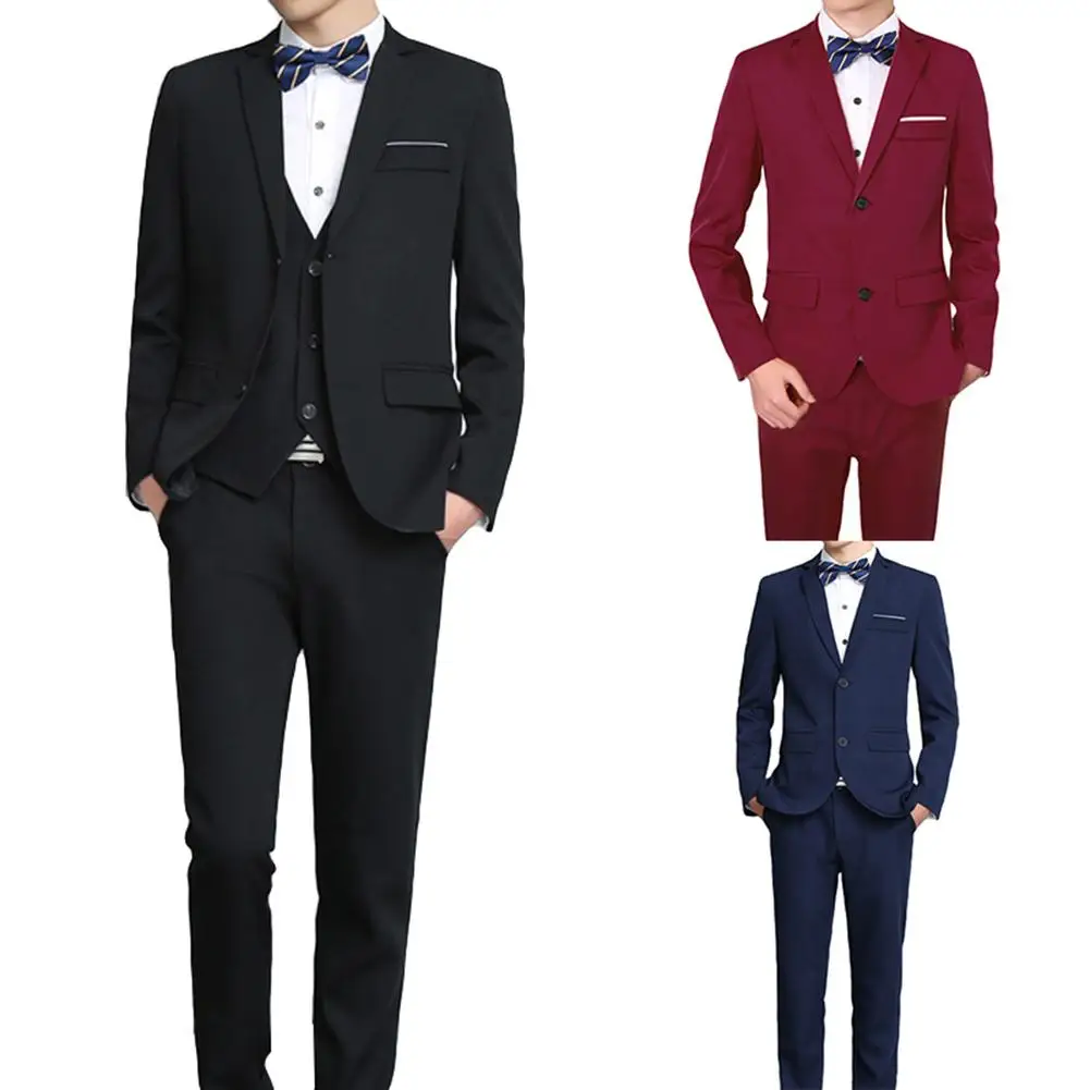 2019 мужской костюм Тонкий костюм из 3 предметов Блейзер деловой свадебный пиджак жилет и брюки костюм Homme свадебное платье куртка
