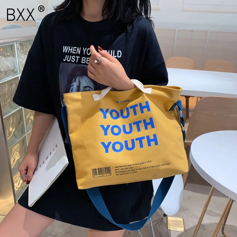 

[BXX] Women Single Shoulder Crossbody Bag All-match Large Capacity Travel Canvas Bag 2019 Casual Messenger Outwear Handbag HG723