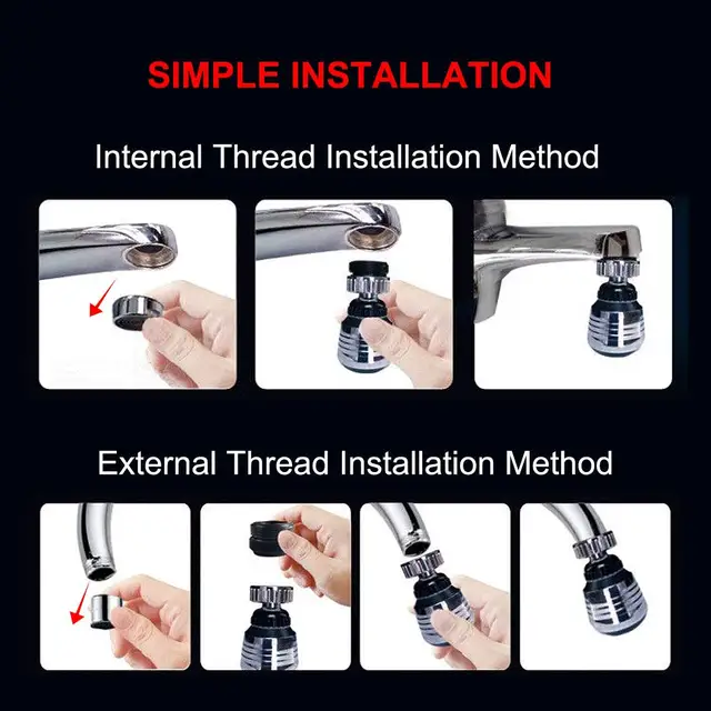 ZhangJi 360 Degree Kitchen Faucet Aerator 2 Modes adjustable Water Filter Diffuser Water Saving Nozzle Faucet Connector Shower 5