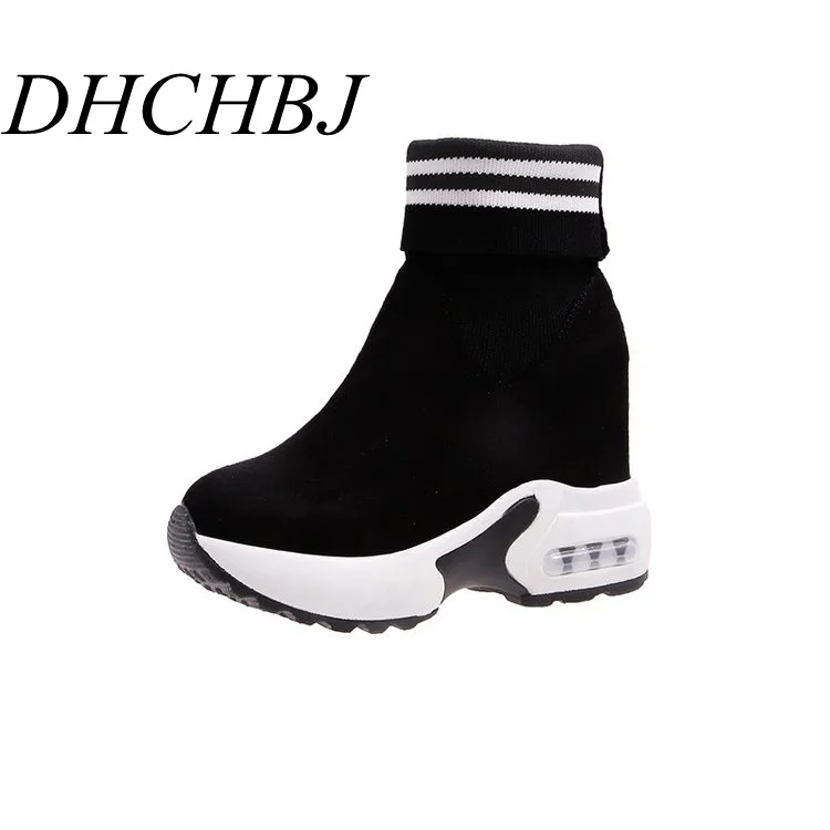 

Woman Ankle Boots Autumn Women Sock Boots Spring Velvet Elastics Hidden Heels Platform Sneakers 10CM