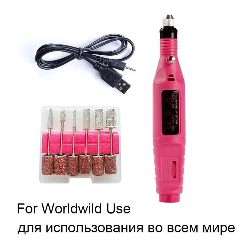Электрический аппарат для маникюра USB кабель для удаления кутикулы Гель инструмент для ногтей фрезерные сверла шлифовальные фрезы педикюрный станок - Цвет: GJ5053RRUSB