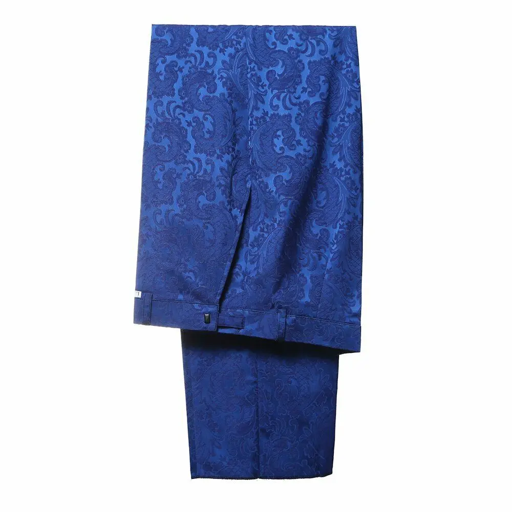 Мужские костюмы жаккард 3 шт костюм Slim Fit Королевский синий смокинг Свадебные платья