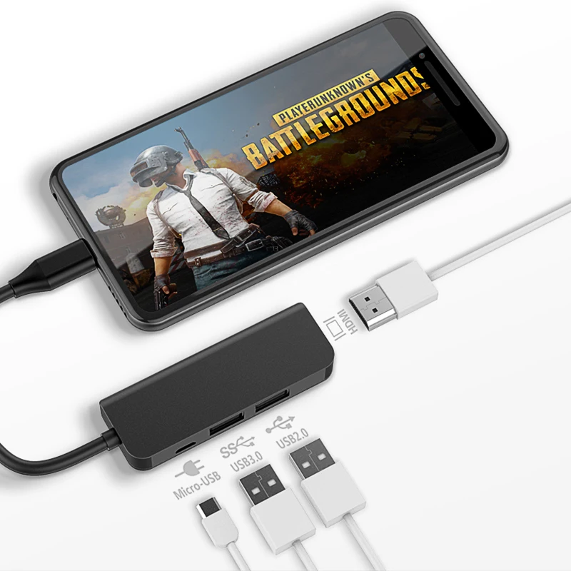 VLAMPO High Speed Type C to HDMI USB3 0 USB2 0 Micro USB 4 USB Ports 2