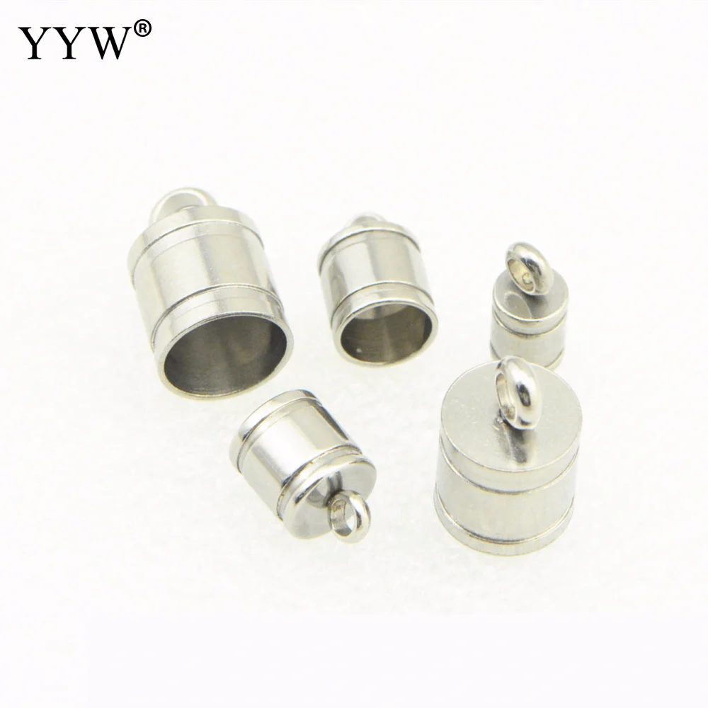 Stainless Steel Findings 100pcs/Bag End Cap Large Inner Hole Steel Cords Tassels Caps Connectors Diy Jewelry Findings