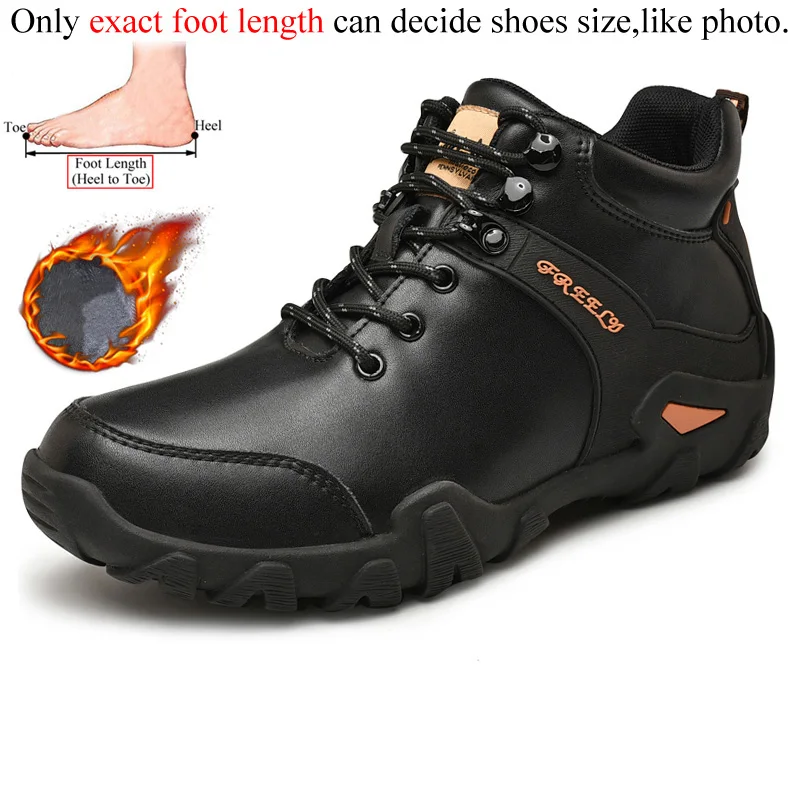 Black(Fur) Men Hiking Boots Botas Senderismo Hombre Trekking Shoes Outdoor Waterproof Wanderschuhe Treking Buty Trekingowe Sepatu Gunung - Color: Black(Fur)