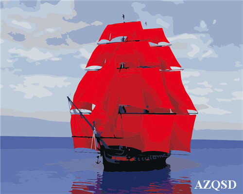 Paints By Numbers Scenery Pictures Oil Drawing By Numbers Boat Home Decoration Full Set Coloring By Numbers 50x40cm