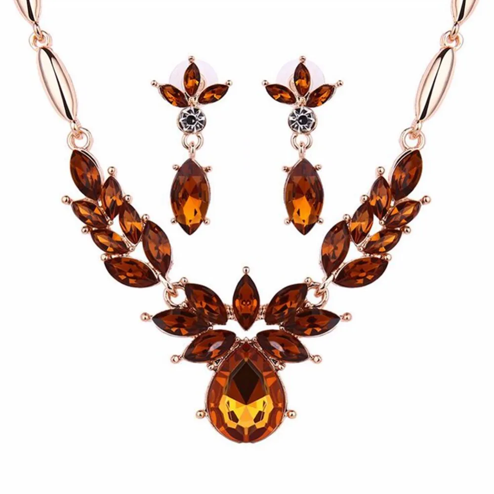 Веер Rhineston модные дубайские Золотые Ювелирные наборы для женщин Имитация Бохо Африканское ожерелье серьги ювелирный набор Schmuck