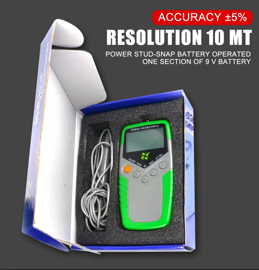 TD8620 Permanent Magnet Gauss Meter Handheld Digital Tesla Meter Magnetic Flux Meter Surface Magnetic Field Test 5% Accuracy 6