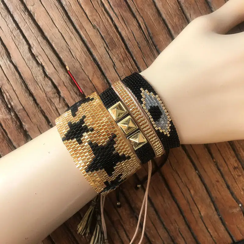 SHINUSBOHO, заклепки, дружба, мужские браслеты, Панк Миюки, ювелирные изделия, сглаза, браслеты для мужчин, bileklik, звезда, браслет для женщин - Окраска металла: MI-T0018
