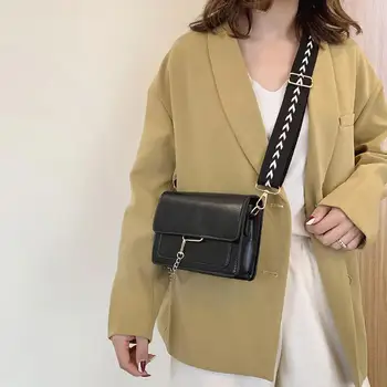 

Casual Women Travel Shoulder Messenger Bag Solid Color Square Handbags Retro Fashion Durable PU Leather Crossbody Bags