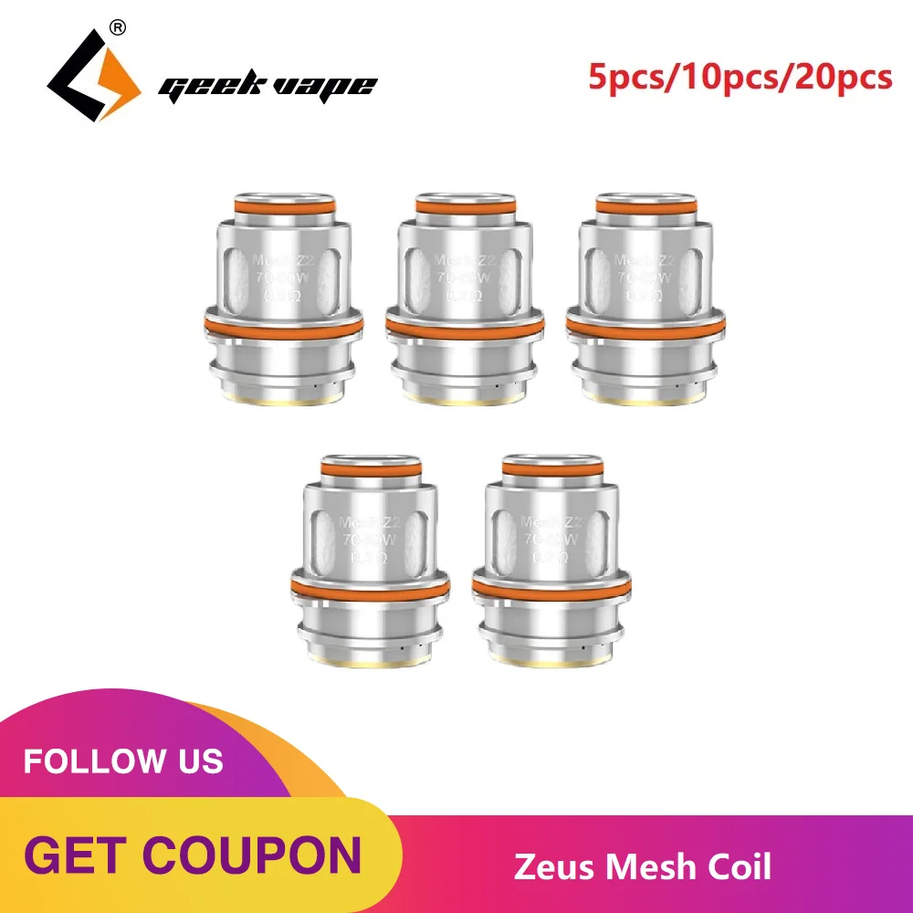 

NEW Original 5pcs 20pcs Geekvape Zeus Mesh Coil for Zeus Tank/ Aegis Legend Zeus Kit 0.4ohm Z1 / 0.2ohm Z2 Coil Atomizer Head