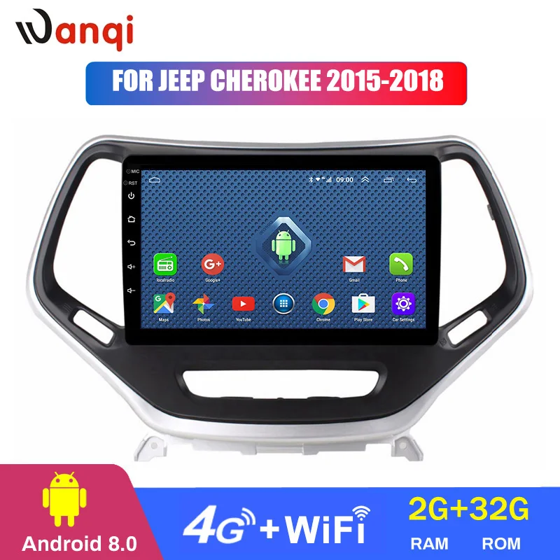 Android 8,0 9 дюймов 2+ 32G 4G+ 3g+ WI-FI полный сенсорный экран gps автомобиля радио Музыкальный плеер dvd для Jeep Cherokee поддержка RDS