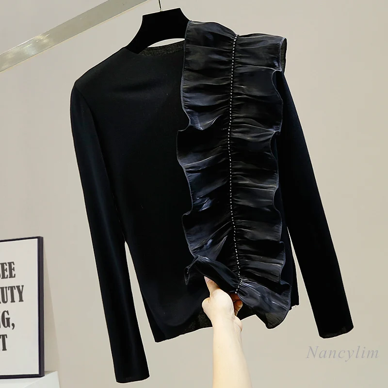 Rhinestone Chain T-Shirt Women Stereo Fungus Slim