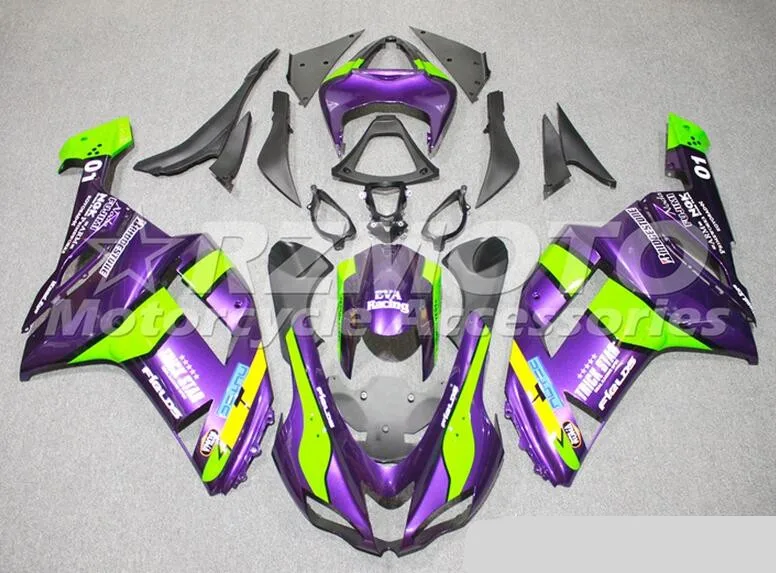 Высокое качество ABS Обтекатели комплект подходит для kawasaki Ninja ZX6R 636 2007 2008 07 08 6R bodyкузов на заказ бесплатно зеленый фиолетовый