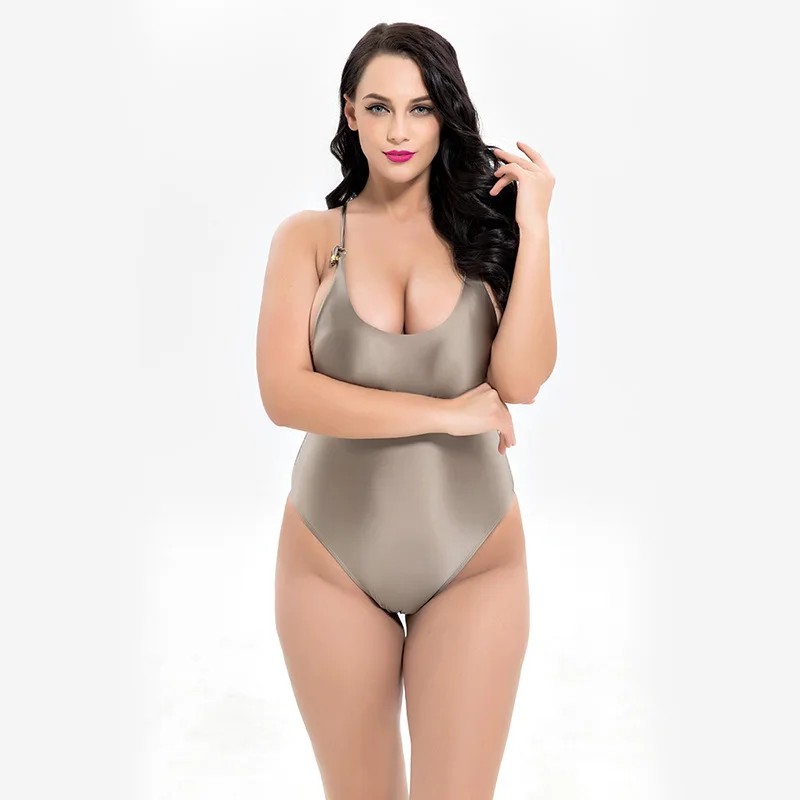 

Solid Plus Size Swimwear Women Backless Jumpsuit Sexy Swim Women One Piece Swimsuit