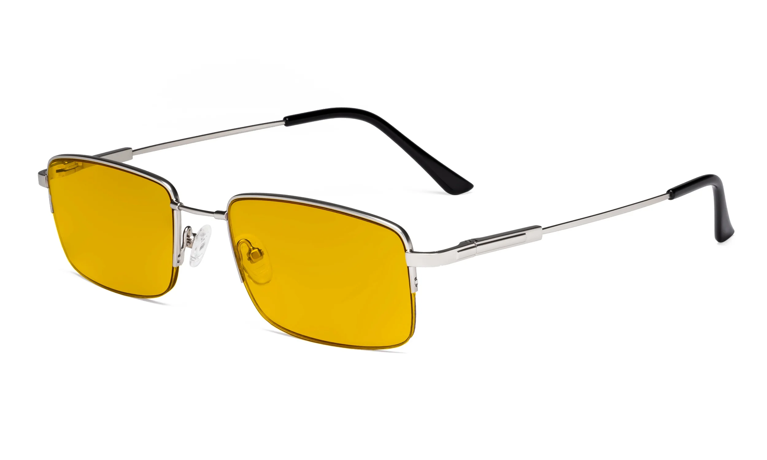 Silver HPCG1702 Eyekepper синий светильник блокирующие очки с янтарным тонированным фильтром линзы-полуобода памяти титановые компьютерные очки - Цвет оправы: Silver