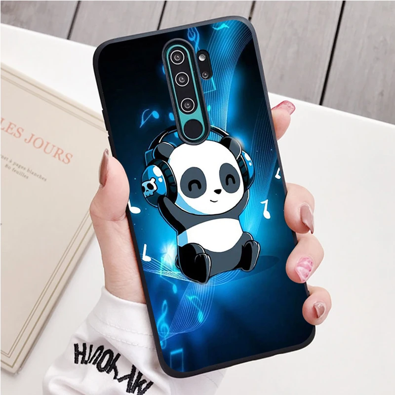 xiaomi leather case chain Panda black Silicone Phone Case For Redmi note 8 7 Pro S 8T for redmi 9 7A Cover xiaomi leather case card