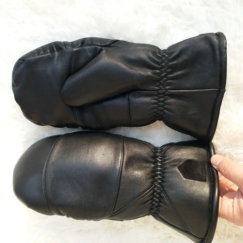 Женские кожаные перчатки из овчины, боксерские перчатки, уличные утолщенные теплые зимние перчатки, двойные теплые спортивные перчатки большого размера