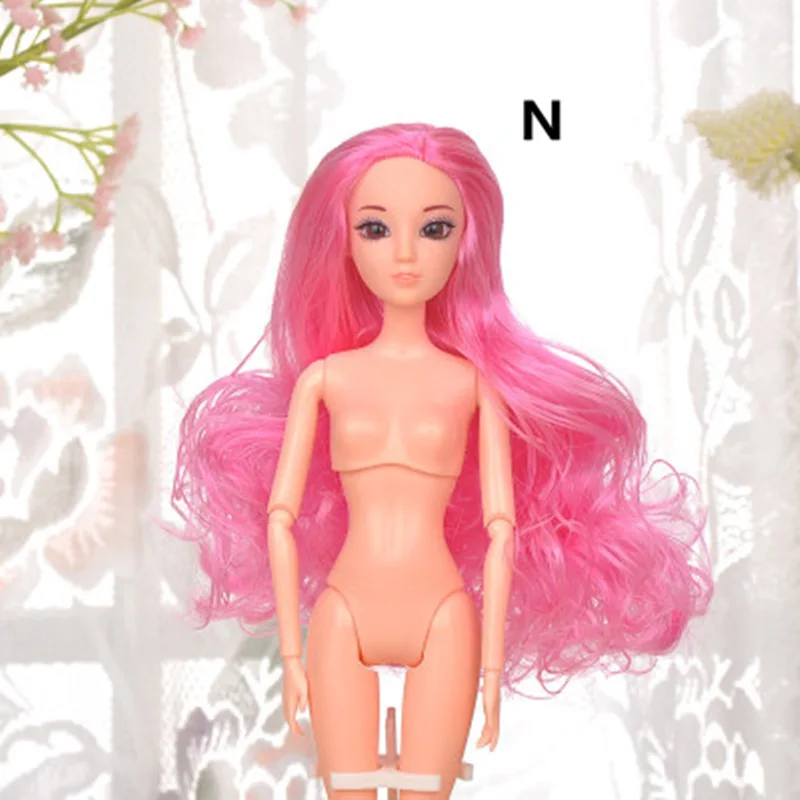 32 см 1/6 BJD кукла 12 подвижные шарнирные 3D глаза прямые и изогнутые мульти-окрашенными волосами, куклы, игрушки для девочек и голая кукла средства ухода за кожей - Цвет: N