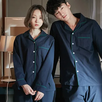 

Luxury 2 Piece Matching Couple Pajamas Set Sleepwear Long Sleeve Plus Size Casual Warm Cozy Cotton Pyjamas Homewear Suit Women