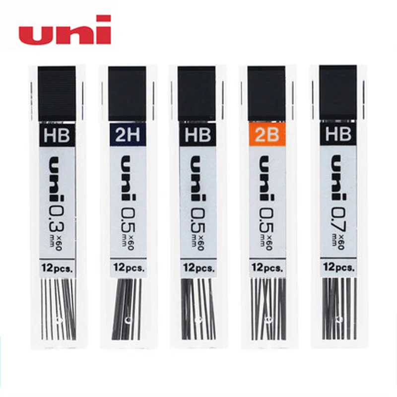 12 Tubes Mitsubishi Uni UL-1405 Original Japanese Mechanical Pencil Leads 2B HB 2H Writing Refills Office School Supplies | Канцтовары