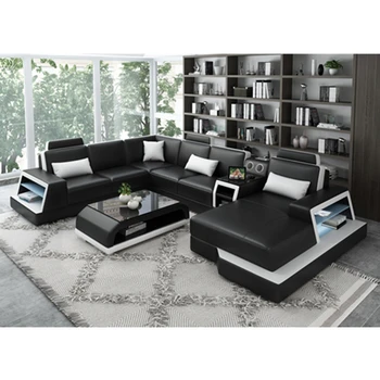 

black color modern furniture living room top grain leather sofa