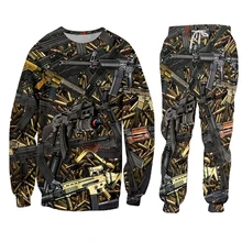 

Gun Weapon War Bullet Jogging Homme Men's Clothe Round Neck Sweater Hoodie Drawstring Sweatshirt Fashion Jacket Digital Printing