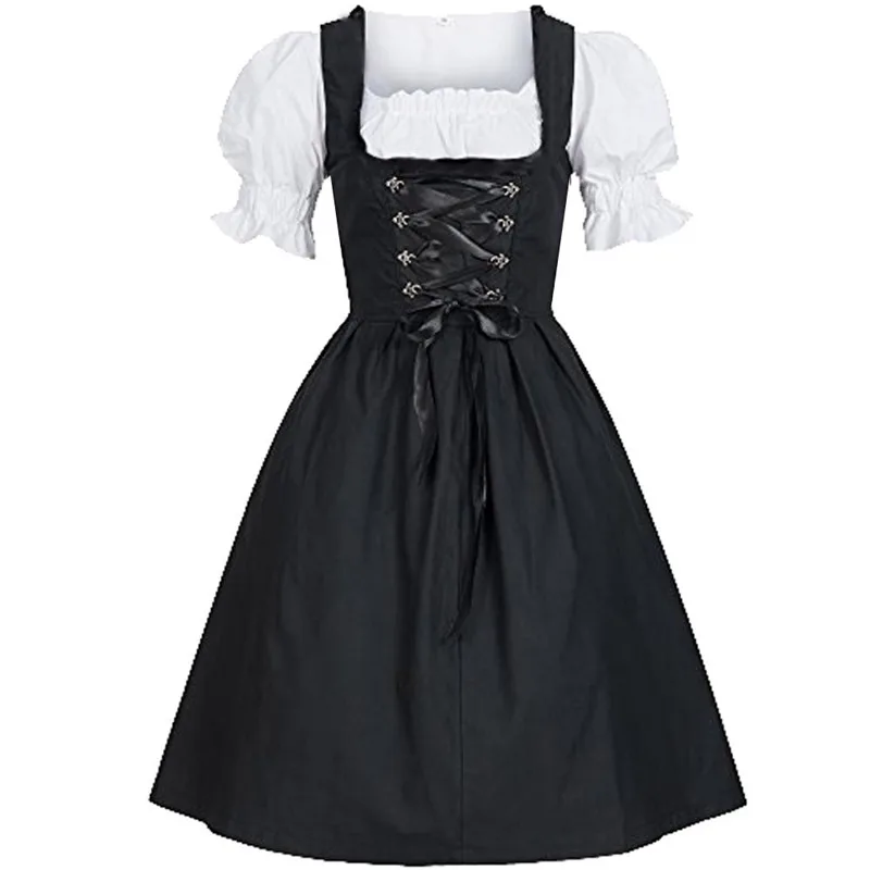 Женский костюм Октоберфест, платье, Немецкий Октоберфест, баварское пиво, дирндль, таверна, платье, карнавальный костюм, вечерние платья#40 - Цвет: Черный