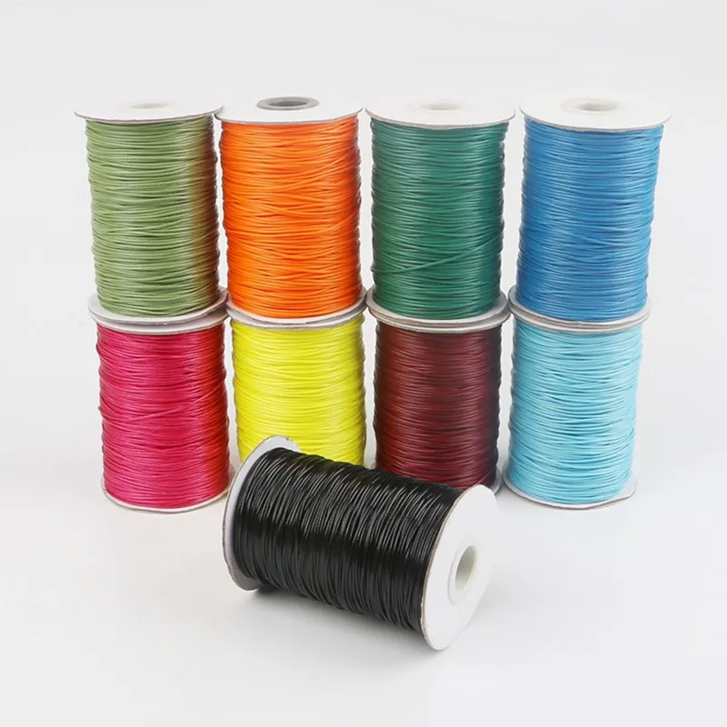 

1mm 1.5mm 2mm Waxed Cotton Cord Colored Waxed Thread Cord Leather String Strap Necklace Bracelet Rope For Jewelry Making