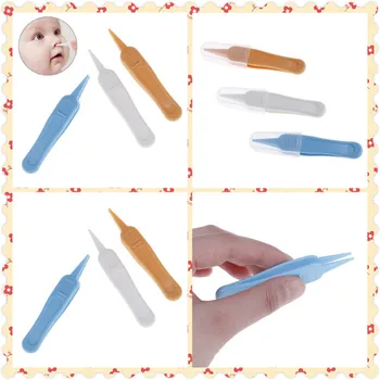 

2 pcs/lot Safety Safe Care Infant Ear Nose Navel Newborn Plastic Tweezers Pincet Forceps