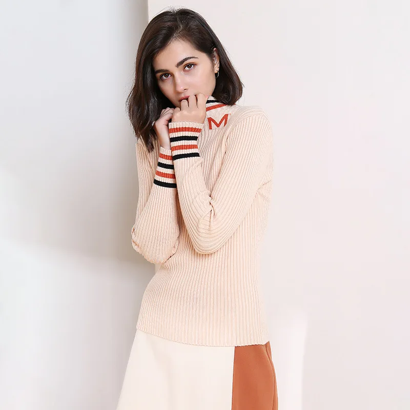 2019 Autumn And Winter New Self-Cultivation Commuter Wild Bottoming Shirt European And American Temperament Sweater brown sweater