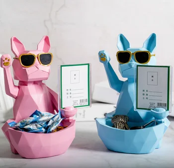 

Storage Resin Home decor Northern Europe Creativity QR code Geometry Fortune Dog Home decoration Front desk Checkstand Key