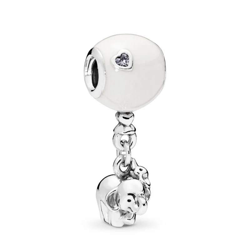 2 шт./лот Подвески с воздушным шаром и слоном, подходят для браслетов Pandora, ожерелья для изготовления ювелирных изделий, аксессуары для ювелирных изделий - Окраска металла: White