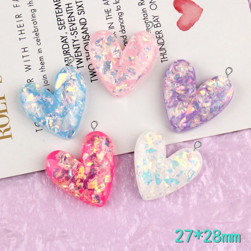 10 шт. 27*28 мм DIY смолы bling Сердце Подвески kawaii узор кабошона Подвески ручной работы украшения Модные ювелирные изделия изготовление материала