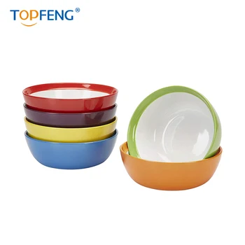 

TOPFENG High Quality Colorful Stoneware Meal Breakfast Bowls Great Housewarming Gift - 6 solid colors