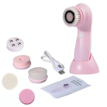 

6 in 1 cleansing instrument household silicone rotating cleansing usb charging beauty instrument Cleansing Brush Kit