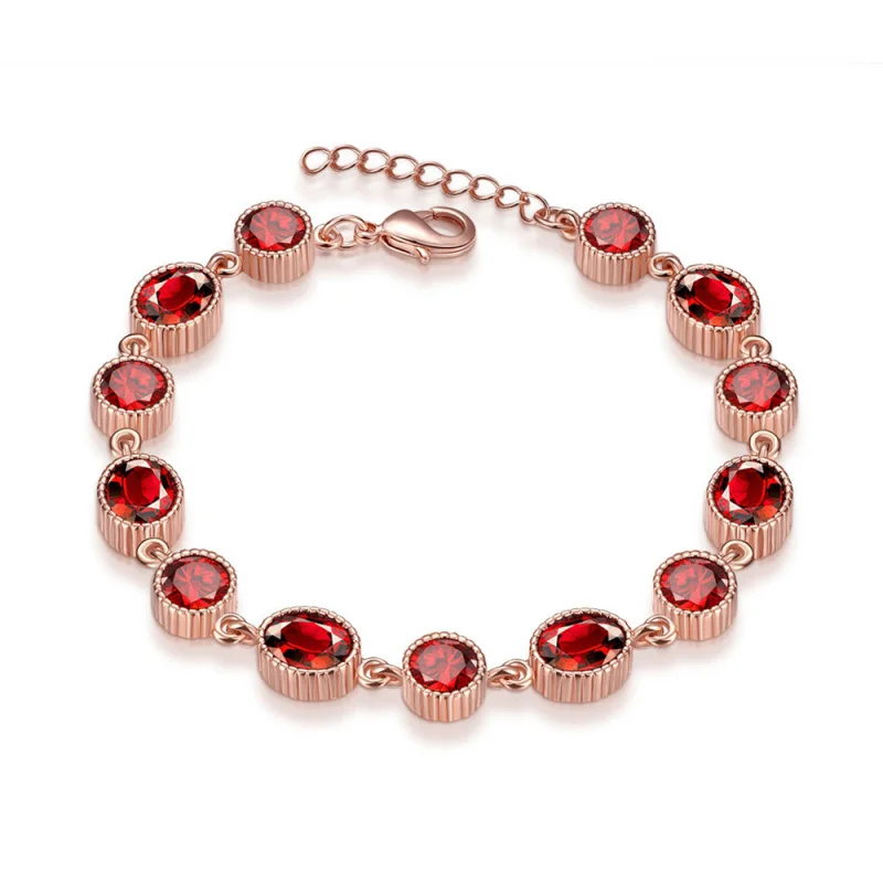 

Ravishing Jewelry Rose Gold Garnet Bracelets for women fashion jewelry 20cm 7.87inch B2007